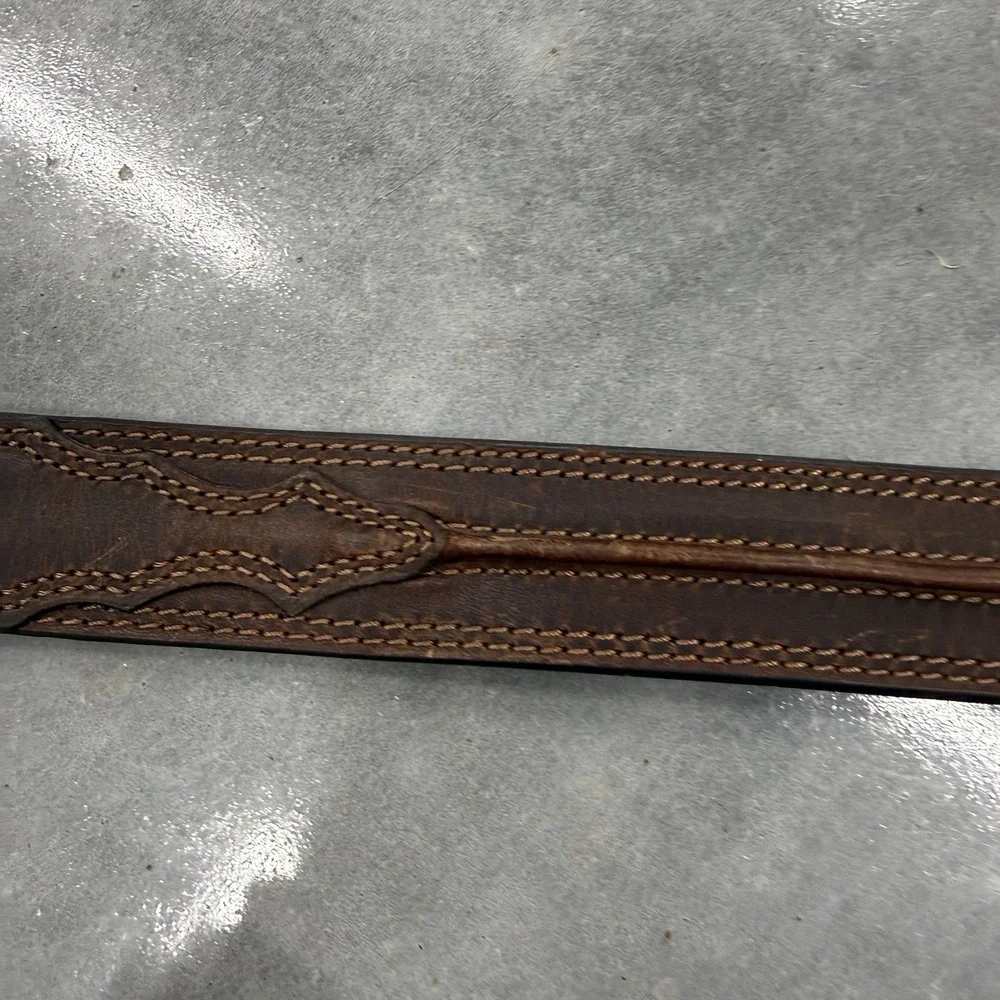Ariat Mens 44 Genuine Leather Brown Western Belt Engraved Buckle A1019444